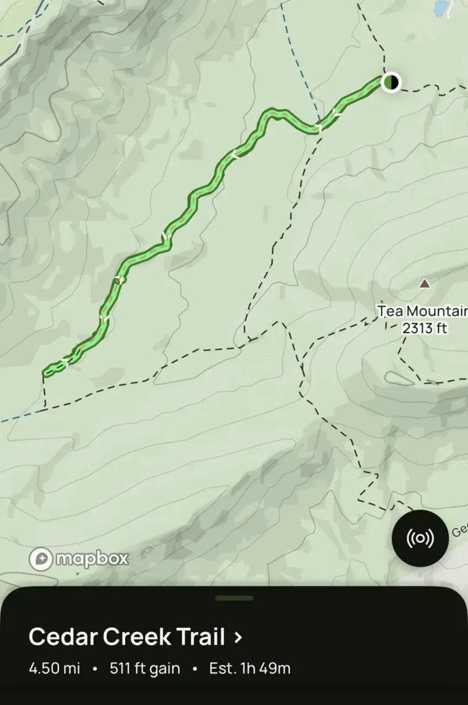 Mountain Biking 18 Cedar Creek Map