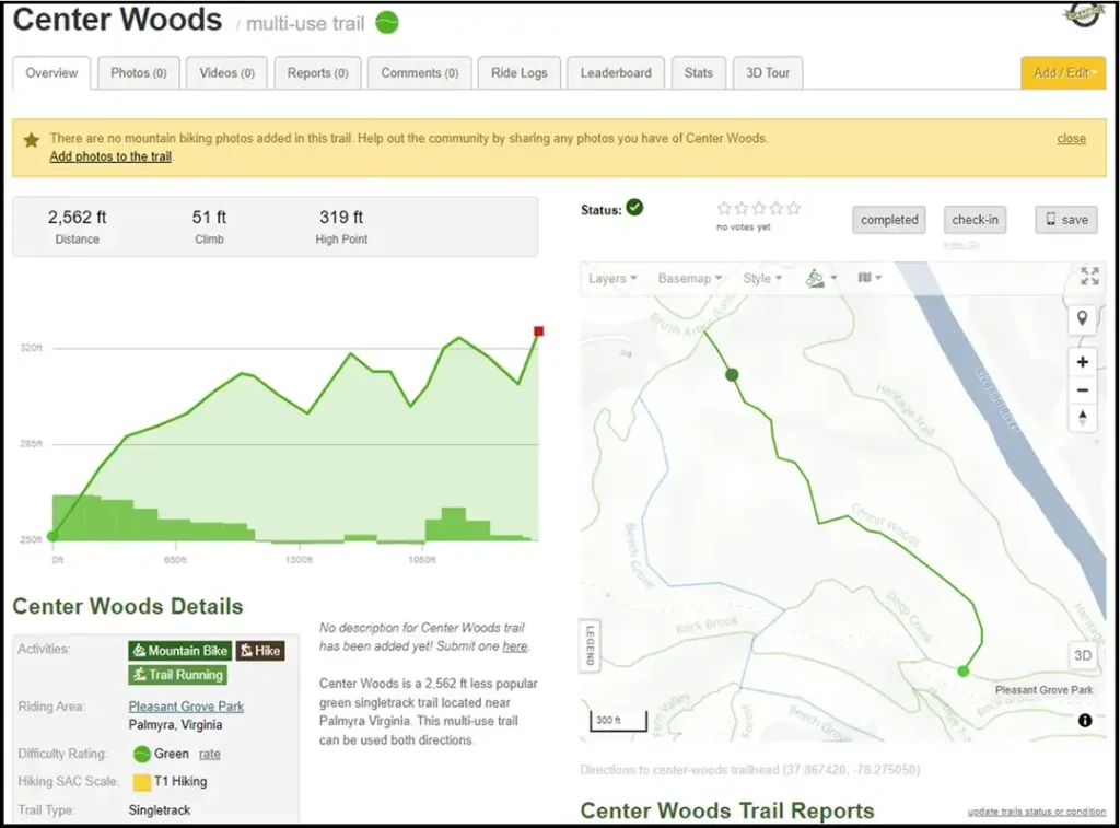 Mountain Biking 16 Center Woods Map